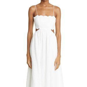 Zimmermann Jude scallop trim lace up Midi Dress NEW sz 0